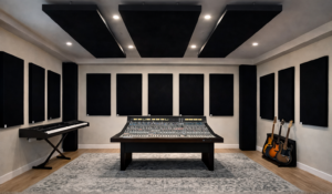 Custom acoustic treatment in a recording studio